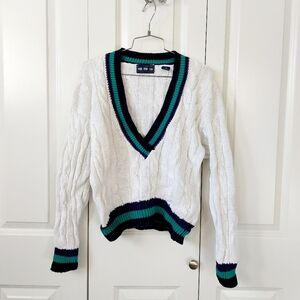 Vintage 80s Tennis Sweater Medium V-neck Paris Sport‎ Club Preppy Sporty 90s